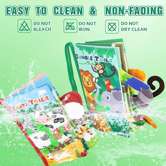 Soft Baby Book - Baby Toy - Newborn Boys Girls Shower Gift - Tummy Time Toy for Infant 0-6 6-12 Months - Touch and Feel Sensory Crinkle Book with Teether for Toddler