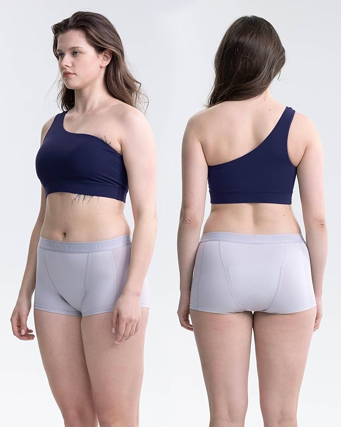 Neione Women Period Underwear Heavy Flow Cotton High-Waisted Sleep Boyshort Menstrual Panties Holds 4 Tampons