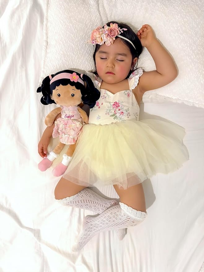 Soft Baby Doll Toys (16''), My First Baby Rag Doll for 1 Year-Old Girl Birthday Gift, Christmas Plush Toys Gift for Toddler Kids Infants-Princess Petal