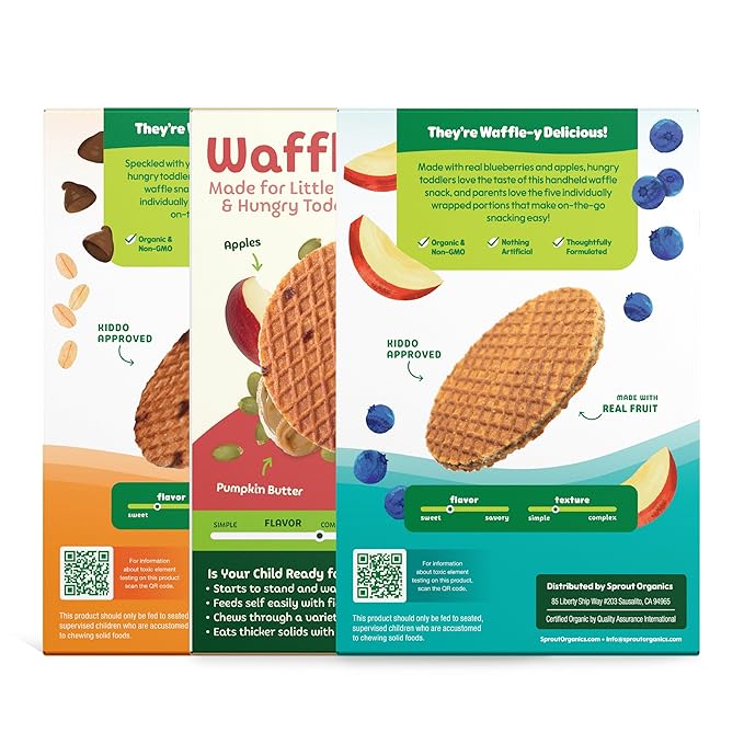 Sprout Organics, Toddler Snack Variety Pack, Single Serve Waffles (30 Count)