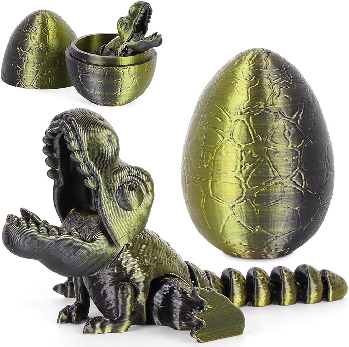 3D Printed Dragon Kids Dinosaur Toys 3D Printed Fidget Toys, Articulated Dragon Egg, 3D Dragon, Home Office Decor Executive Desk Toy 3D Printed Dragon Eggs with Dragon Inside (Black - Cyan)