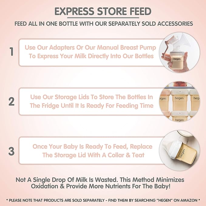 hegen Baby Bottles- Anti Colic Baby Bottles Wide Neck- Breastfeeding System 11 oz with Fast Flow Teats