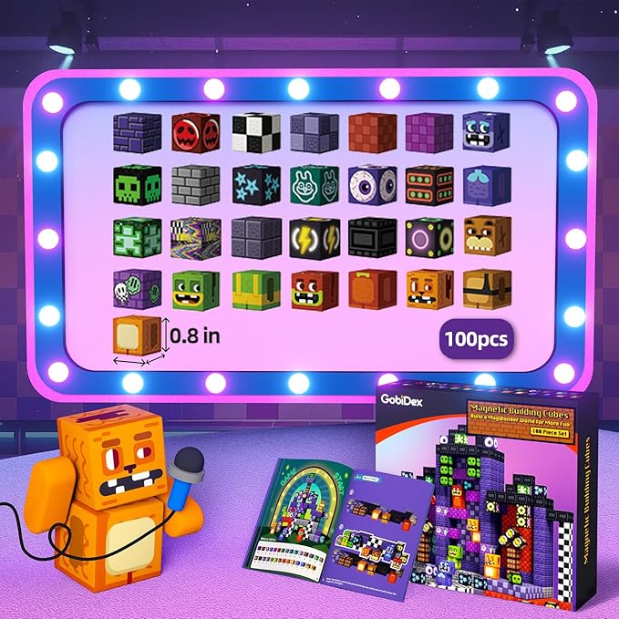 idoot 100PCS Magnetic Blocks Monster Bear Montessori STEM Toys, Build MagWonder with Building Construction Playset, Halloween and Birthday Gifts for 5 Year Old Boys