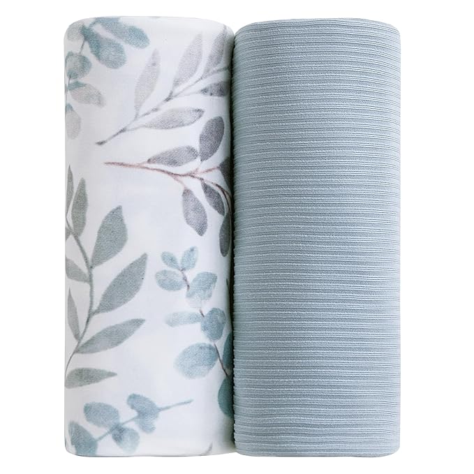 Viviland Jersey Swaddle Blanket, Ultra Soft Stretchy Receiving Blanket, Newborn Swaddle Wrap for Boys & Girls, 40 x 30 inches, 2 Pcs