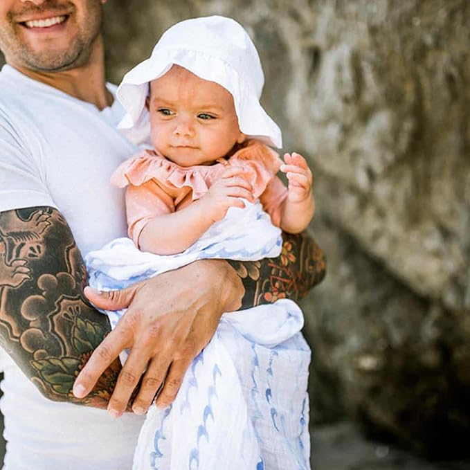 Little Unicorn Premium Cotton Swaddle Baby Blanket | Breathable Fabric | for swaddling, Play, Nursing & More (High Tide)