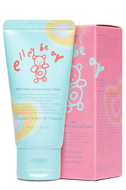 elleybear Daily Baby Moisturizing Cream | Korean Baby Face Cream for Sensitive Skin | Hypoallergenic & Vegan Formula with Tamanu oil | Hydrating Moisturizer for Dry Skin (1.35 fl oz)