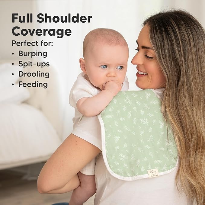 5-Pack Muslin Burp Cloths Baby Boy, Girl - Very Absorbent Baby Burp Cloth Rags, 8-Layers Viscose Derived from Bamboo Cotton Muslin Towel, Super Soft Spit Up Rags, No Shrink Washcloths (Blooms)