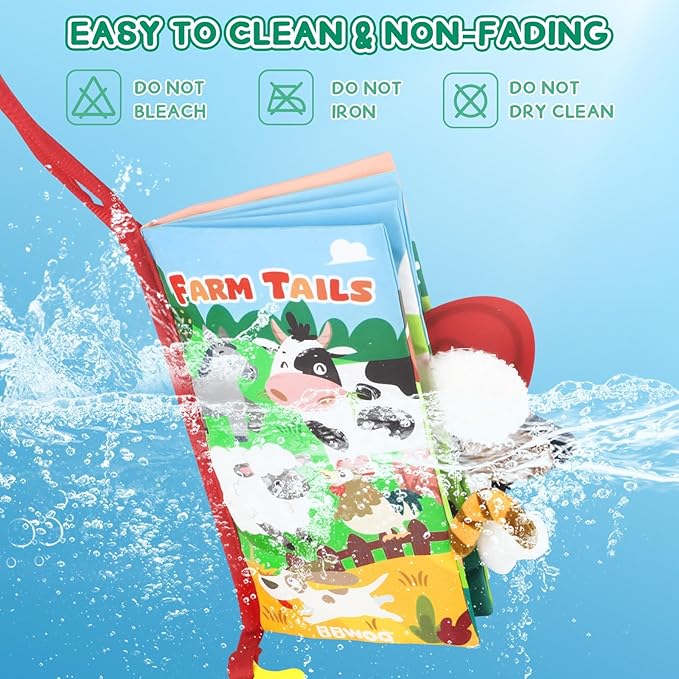 Soft Baby Book - Baby Toy - Newborn Boys Girls Shower Gift - Tummy Time Toy for Infant 0-6 6-12 Months - Touch and Feel Sensory Crinkle Book with Teether for Toddler