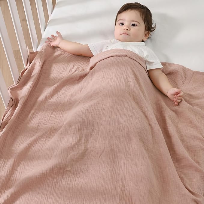 JELLYMONI Muslin Swaddle Blankets for Unisex, 2 Pack Newborn Receiving Blanket, Large 47 x 47 inches Soft Breathable Muslin Baby Blanket for Newborn Boys & Girl