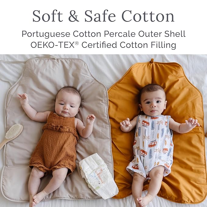Natemia Portable Diaper Changing Pad - Rollable Portable Changing Pad for Diaper Bag & Travel - Soft Organic Cotton Percale Exterior - Baby Changing Mat, Foldable, Machine Washable - Baby Essentials