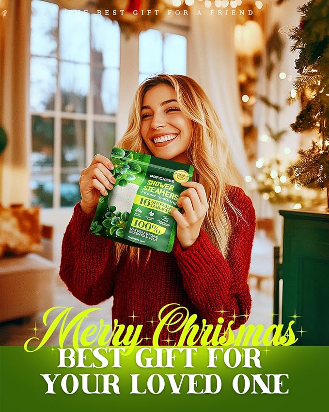 POPCHOSE Shower Steamers Aromatherapy, 16 Pack Christmas Stocking Stuffers for Adults, Eucalyptus for Shower- Birthday Gifts for Women, Quick Relief Nasal Congestion, Home SPA & Self Care Relaxation