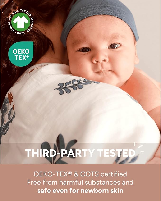 Nightingale Baby Washcloths, Rayon from Bamboo Baby Clothes Organic Wash Cloths with Cotton, Newborn Bath Essentials, Burping Cloths for Babies, Face Towels Reusable 12"x12" (Feather) 6 Pack