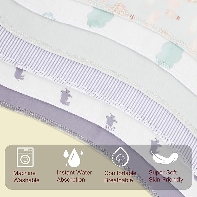 2-in-1 Burp Cloths and Baby Bibs - 6 Pack Large Super Absorbent Soft Cotton Burping Cloths for Spit Up, 3 Layers Thick Baby Burp Rags for Girls & Boys