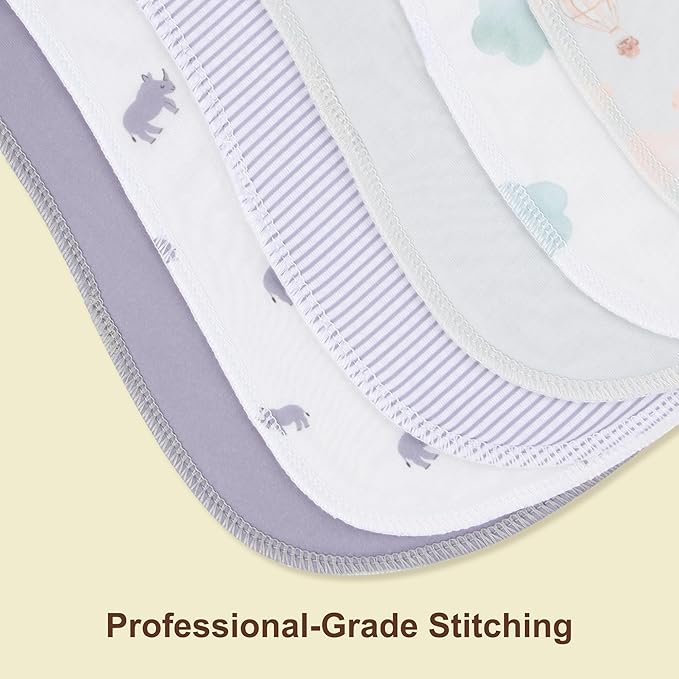 2-in-1 Burp Cloths and Baby Bibs - 6 Pack Large Super Absorbent Soft Cotton Burping Cloths for Spit Up, 3 Layers Thick Baby Burp Rags for Girls & Boys