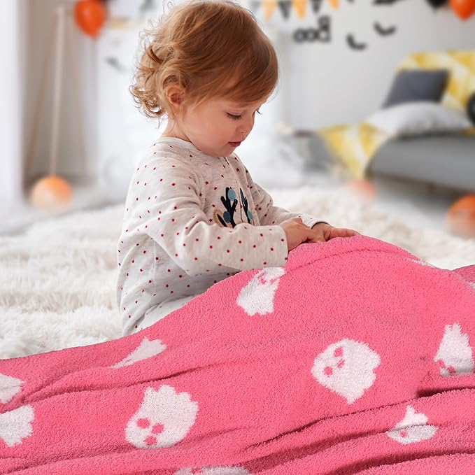 Halloween Pink Ghost Soft Baby Cozy Swaddling Blanket for Newborn Nursery Kids 30x40 Inch Pink Ghost