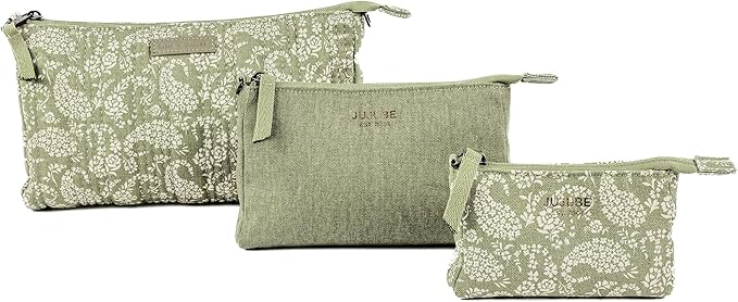 JuJuBe x Sazan New 3-Piece Pouch Set, Diaper Bag Organizing Pouches, Convertible to Small Purse with Crossbody Strap, Zipper Cosmetic Pouch, Large, Medium, and Small, Paisley Floral, Mothers Day Gift