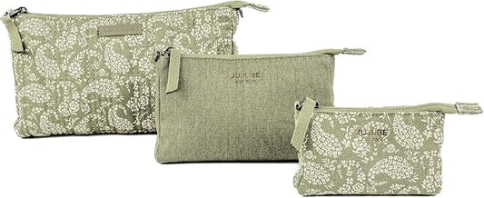 JuJuBe x Sazan New 3-Piece Pouch Set, Diaper Bag Organizing Pouches, Convertible to Small Purse with Crossbody Strap, Zipper Cosmetic Pouch, Large, Medium, and Small, Paisley Floral, Mothers Day Gift