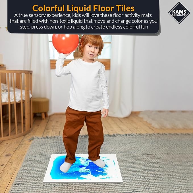 Multicolor Sensory Tiles for Autism Liquid Fusion Lava Tiles for Kids Sensory Activity Play Centers for Children, Toddler, Teens 12" X 12" Sensory Toys (Single)