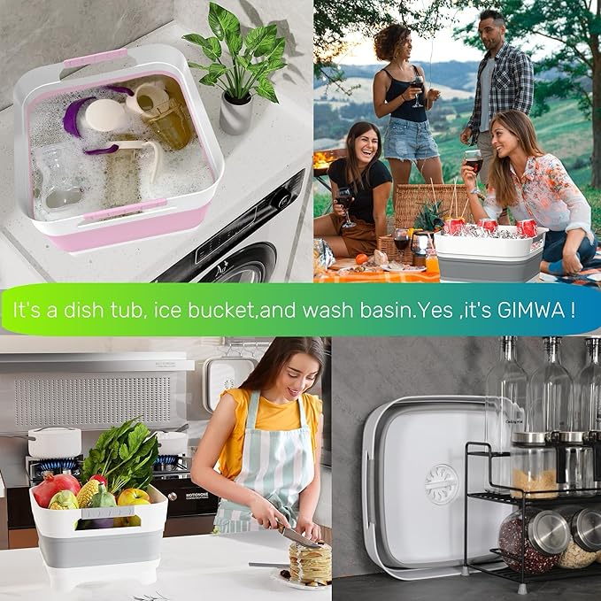 Wash Basin for Baby Bottles, Foldable, Versatile Wash Tub for Kitchen, RV, Outdoor Camping Sink, Sturdy & Easy to Clean