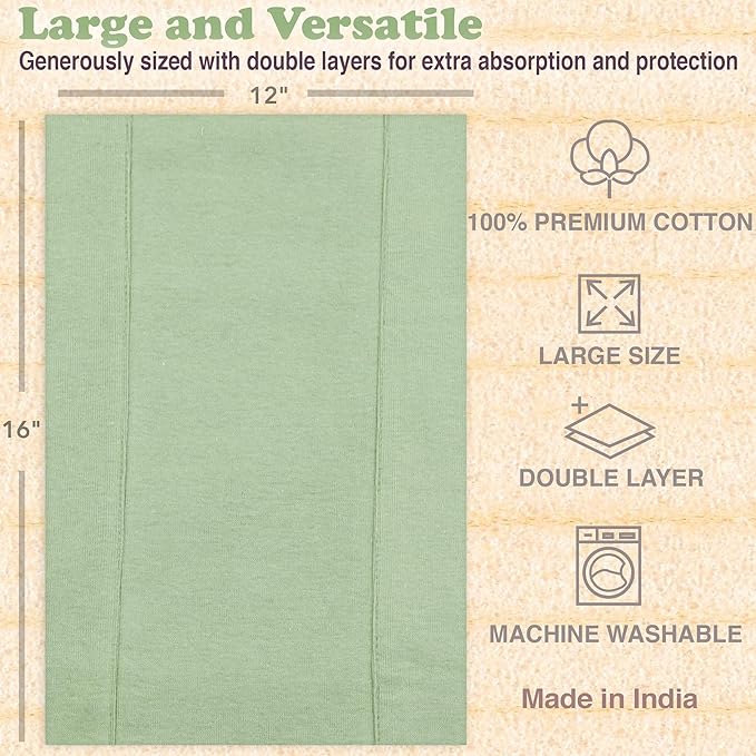 Baby Burp Cloths for Boys and Girls - 7 Pack Large 100% Organic Cotton - Double Layered Extra Absorbent Burp Rags, Green