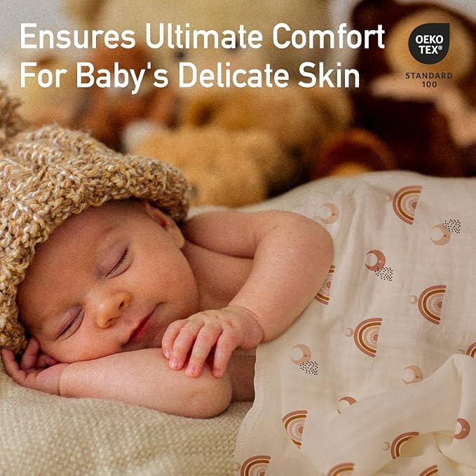 GLLQUEN BABY Muslin Swaddle Blankets 4-Pack Breathable Receiving Blankets (35" x 40") Soft Baby Blankets for Girls and Boys Newborn Essentials Muslin Burp Cloths Swaddle Wrap Baby Gift (Sun)