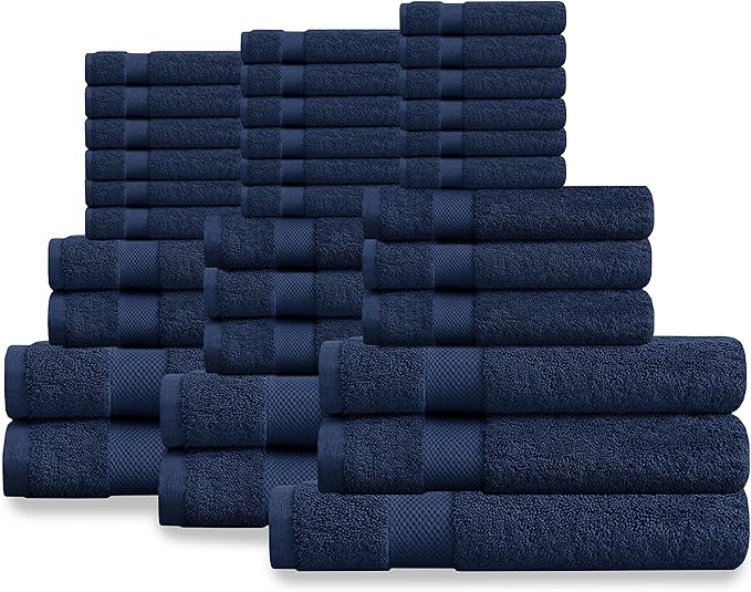 Delara Organic Cotton Luxuriously Plush Bath Towel 33 Piece Set|GOTS & Oeko-TEX Certified|Premium Hotel Quality Towels|Feather Touch Technology|650 GSM Long Staple|Soft, Quick Dry & Ultra-Absorbent