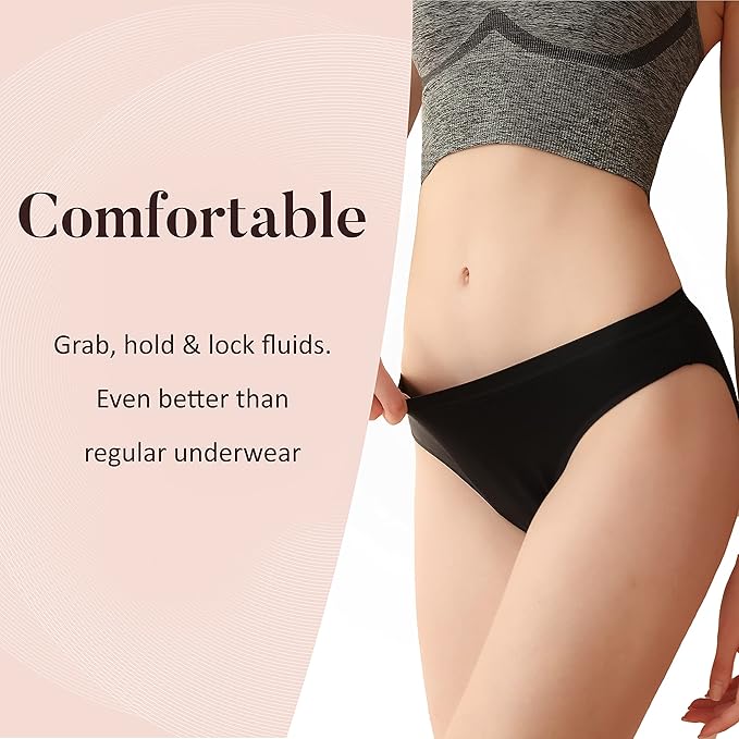 AIRCUTE Washable Absorbency Urinary Incontinence Underwear for Women, Girls Bikini Panties for Bladder leaks Flow 90ML
