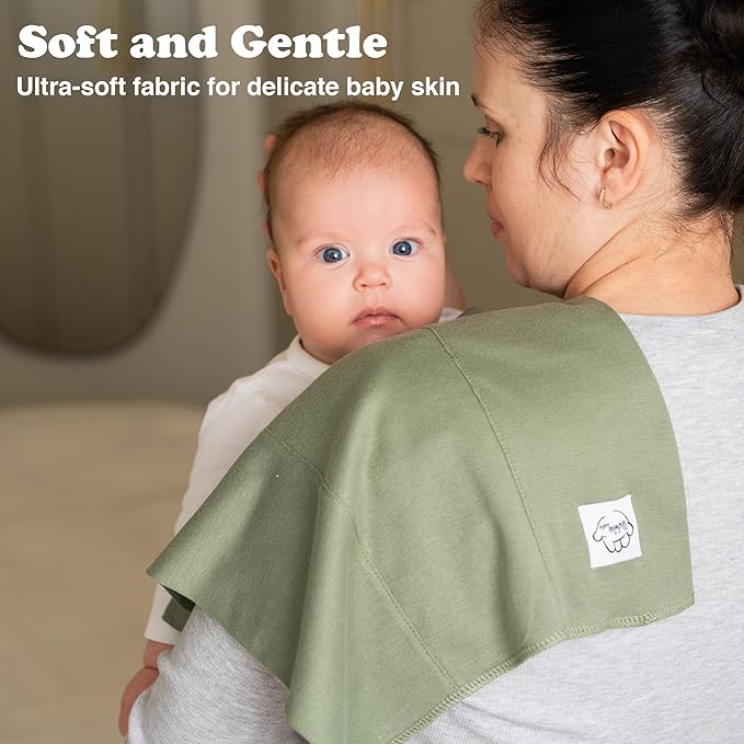 Baby Burp Cloths for Boys and Girls - 7 Pack Large 100% Organic Cotton - Double Layered Extra Absorbent Burp Rags, Green