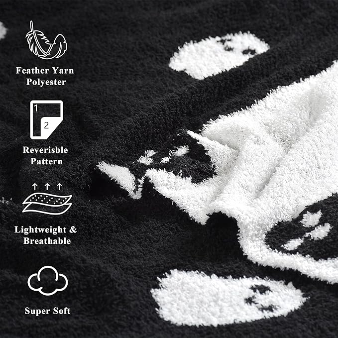 Halloween Decor Soft Baby Blanket Cozy Swaddling Blanket for Newborn Nursery Kids 30x40 Inch Black Ghost