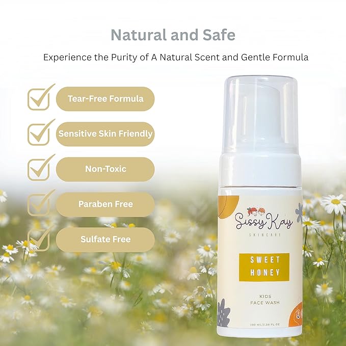 Kids Foaming Face Wash for Boys, Girls - Natural Face Wash For Kids - Gentle Honey Cleanser With Vitamin C & Vitamin E -Tear Free For Sensitive Skin - Honey - 100 ml