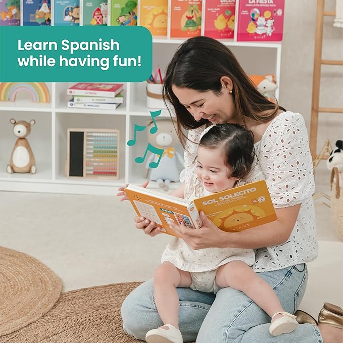 Binibi Spanish Musical Book for Toddlers Sol Solecito & Other Nursery Rhymes | Spanish Learning for Kids | Bilingual Children's Sound Book | Libro en español para bebés