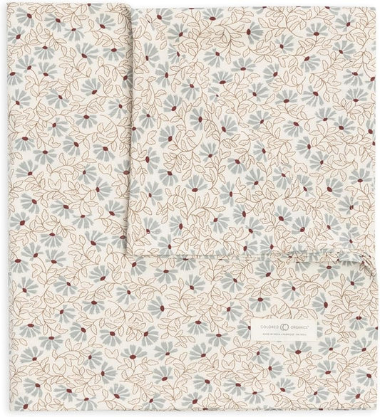Colored Organics Baby Organic Cotton Swaddle - Infant Receiving Blanket - Pamela Floral/Mist + Navy