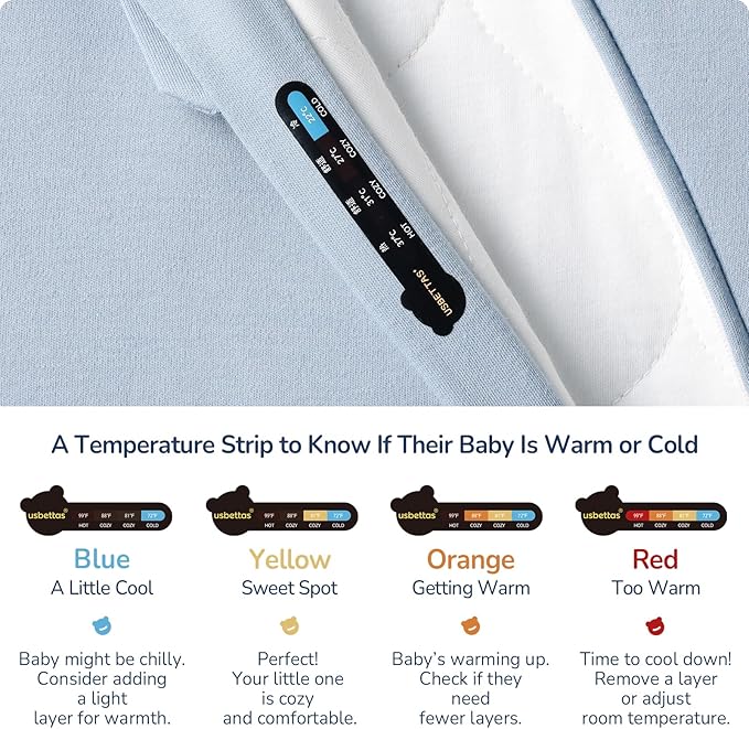 1.0 Tog 2.5 Tog Baby Sleep Sack, 100% Cotton Baby Sleeping Bag 3-24M, 2-Way Zipper Baby Wearable Blanket