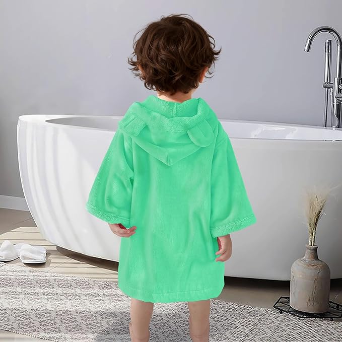 VOOVA & MOVAS Toddler Bath Towel with Bear Ear Hood, 0-3Years | 100% Cotton, Ultra-Soft & Absorbent | Gentle for Sensitive Skin, Bath, Pool & Beach Towel | Newborn, Mint Green