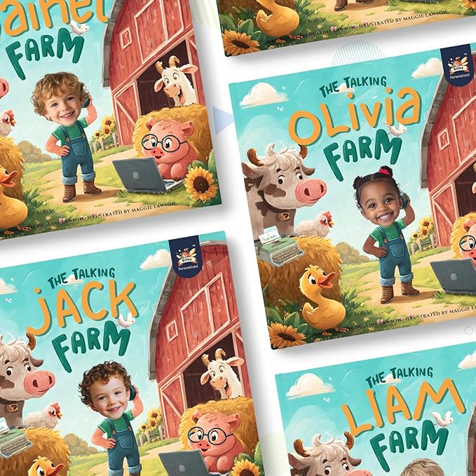 ELFINK Personalized Children Story Books - The Talking Farm Adventure - Customized Name & Photo - Baby Gifts - Children Bedtime Story (Soft Cover)