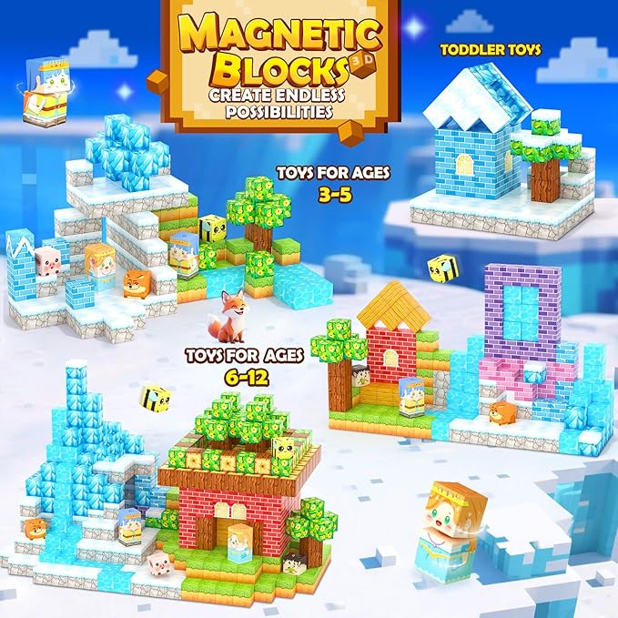 Magnetic Blocks 150PCS Magnet Building Blocks Girls Boys Toys Ages 3-5 6-8 10-12 STEM Building Kids Toys, Build Mine Magnet World Educational Gift for Boys and Girls Ages 3+