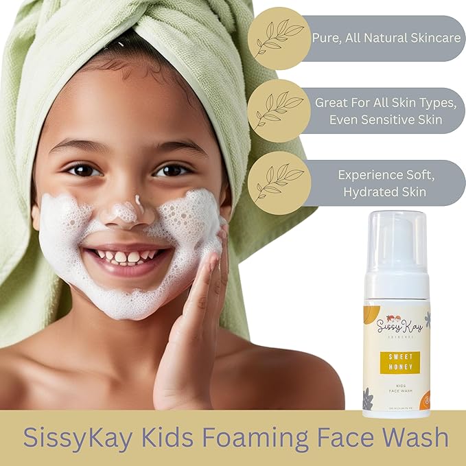 Kids Foaming Face Wash for Boys, Girls - Natural Face Wash For Kids - Gentle Honey Cleanser With Vitamin C & Vitamin E -Tear Free For Sensitive Skin - Honey - 100 ml