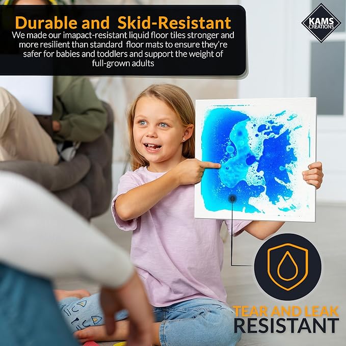 Multicolor Sensory Tiles for Autism Liquid Fusion Lava Tiles for Kids Sensory Activity Play Centers for Children, Toddler, Teens 12" X 12" Sensory Toys (Single)