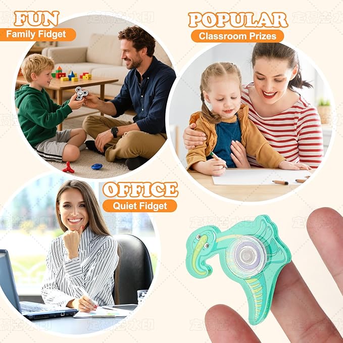 24PCS Dinosaur Fidget Spinner Toys,Party Favors Birthday Gifts Goodie,Autism Sensory Toys for Boys Girls Stress Relief,Treasure Box Toy for Classroom Prizes Supplies(Dinosaur)