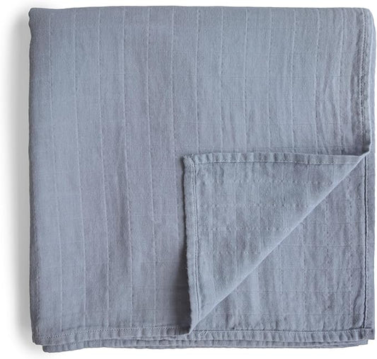 mushie Muslin Baby Swaddle Blanket | 100% Organic Cotton (Tradewinds)