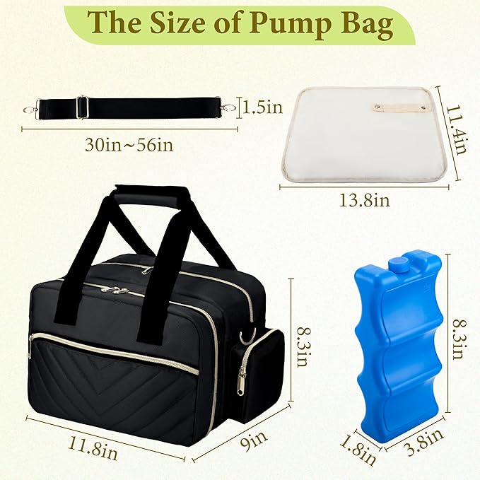 Breastmilk Cooler Bag Fits 6 Baby Bottles up to 9 Ounce with Ice Pack, Wearable Breast Pump Storage Bag Plus , Insulated Bottle Travel Bag Compatible with Momcozy/Elvie/Willow, with Shoulder Strap
