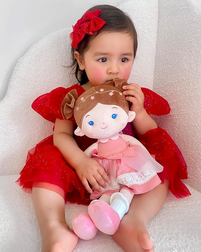 LeyaDoll Soft Baby Doll Toys (16''), My First Baby Rag Doll for 1 Year-Old Girl Birthday Gift, Christmas Plush Toys Gift for Toddler Kids Infants-Blossom-Fairy