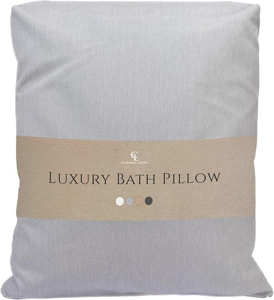 Luxury Bath Pillow for Tub - Thick and Comfortable Bathtub Pillow Support for Head and Neck and Back - Washable Quick-Drying Bath Pillows - Bath Cushion for Home Spa - Fits Any Bathtub - Light Gray