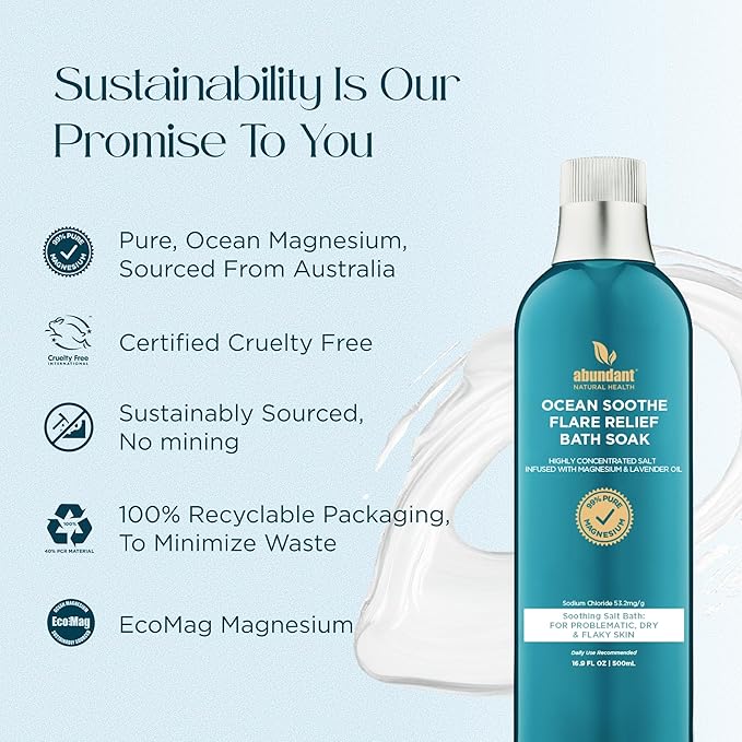 Ocean Soothe Flare Relief Bath Soak with Highly Concentrated Pure Magnesium Salts and Lavender Oil to Help Relieve Problematic and Dry Skin, Safe for Sensitive Skin, 500mL