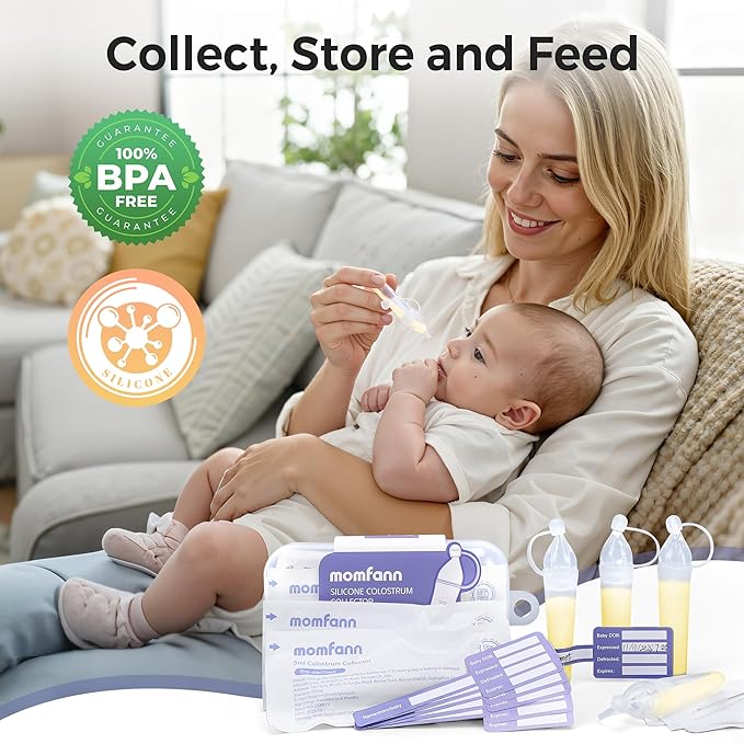 Breastfeeding Essentials Kit for New Moms,Gift Set with Reusable Hot&Cold Breast Therapy Packs/Breastmilk Storage Bags/Silicone Colostrum Collectors for Baby Essentials (Pink)