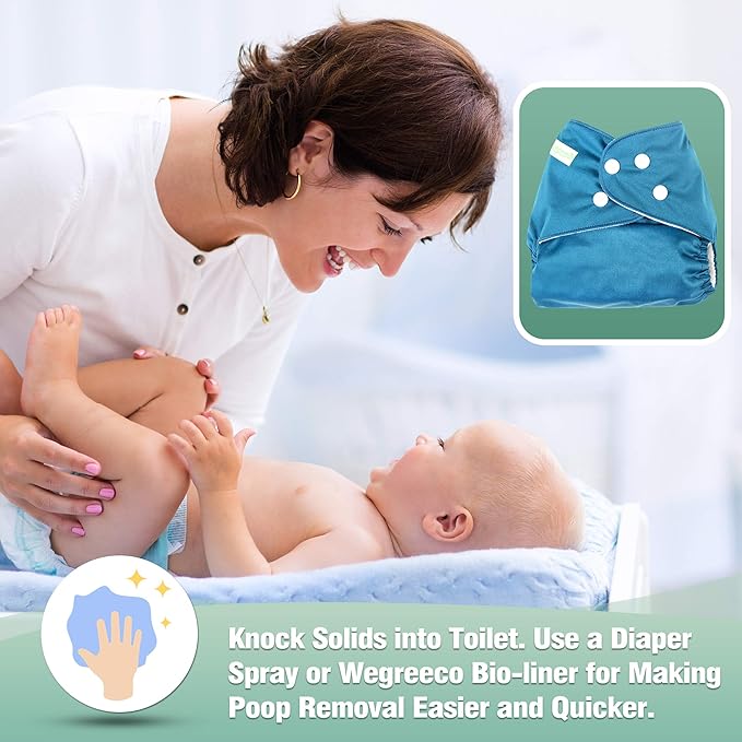 wegreeco Cloth Diapers 6 Pack with 6 Inserts & 1 Wet Bag, Washable Cloth Diapers for Babies, One Size Adjustable Reusable (Boy Prints 02)