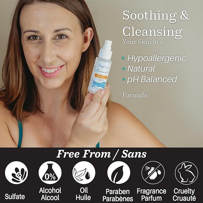 BioForce HOCl - Pure Hypochlorous Acid Spray for Face Travel Size Toner & Cleanser - Made in Canada - Acne-Prone Skin & Eczema, Piercing aftercare, pH Balanced, Non-comedogenic - NueVue (2.3 oz)