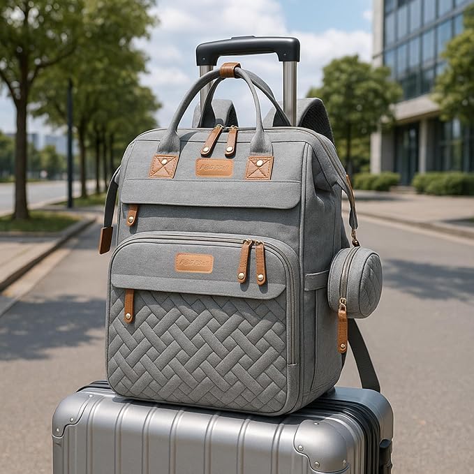 Baby Diaper Bag with Changing Station, Waterproof Diaper Bag Backpack for Mom/Dad, Baby Shower Gifts, w/USB Charging Port, Insulated Bottle Holders & Pacifier Case, XL Storage Backpack, Grey