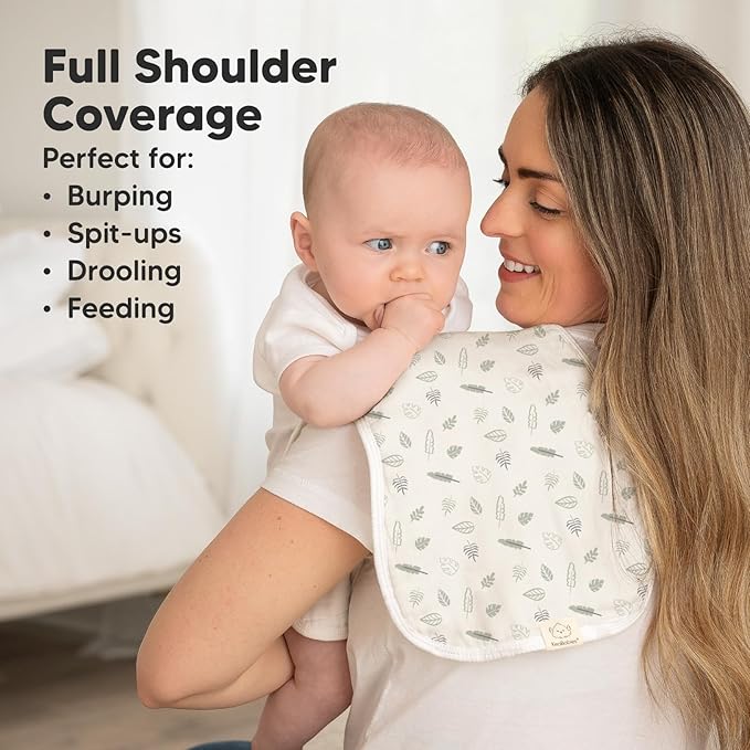 5-Pack Muslin Burp Cloths Baby Boy, Girl - Very Absorbent Baby Burp Cloth Rags, 8-Layers Viscose Derived from Bamboo Cotton Muslin Towel, Super Soft Spit Up Rags, No Shrink Washcloths (Wilderness)