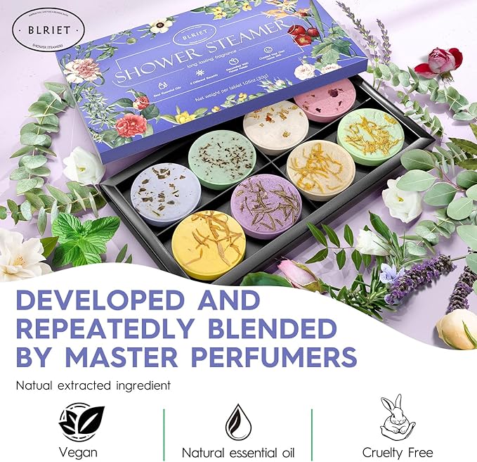 Shower Steamers Aromatherapy Spa Gifts for Women 8 Pack, Shower Bombs Birthday Gifts for Mom with Lavender Natural Essential Oils, Self Care Gifts for Women & Lover